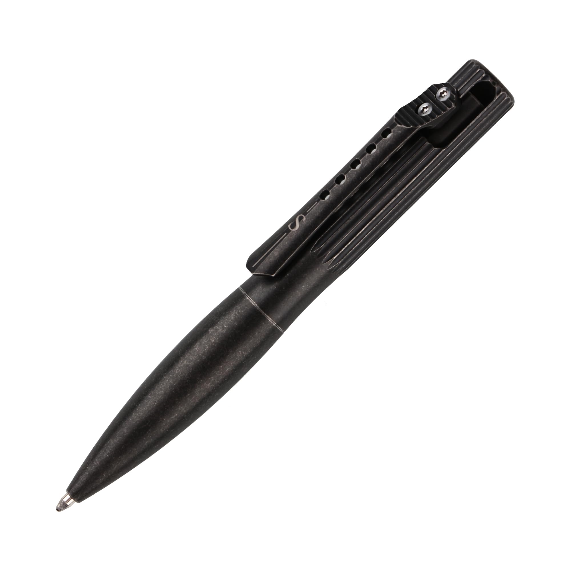 SMOOTHERPRO Titanium Wide Grip Bolt Action Pen, Stone Wash Black