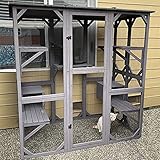 Catio Outdoor Cat Enclosure Large Walk in Cat Kennel Kitten Cage with Platforms and Small Houses