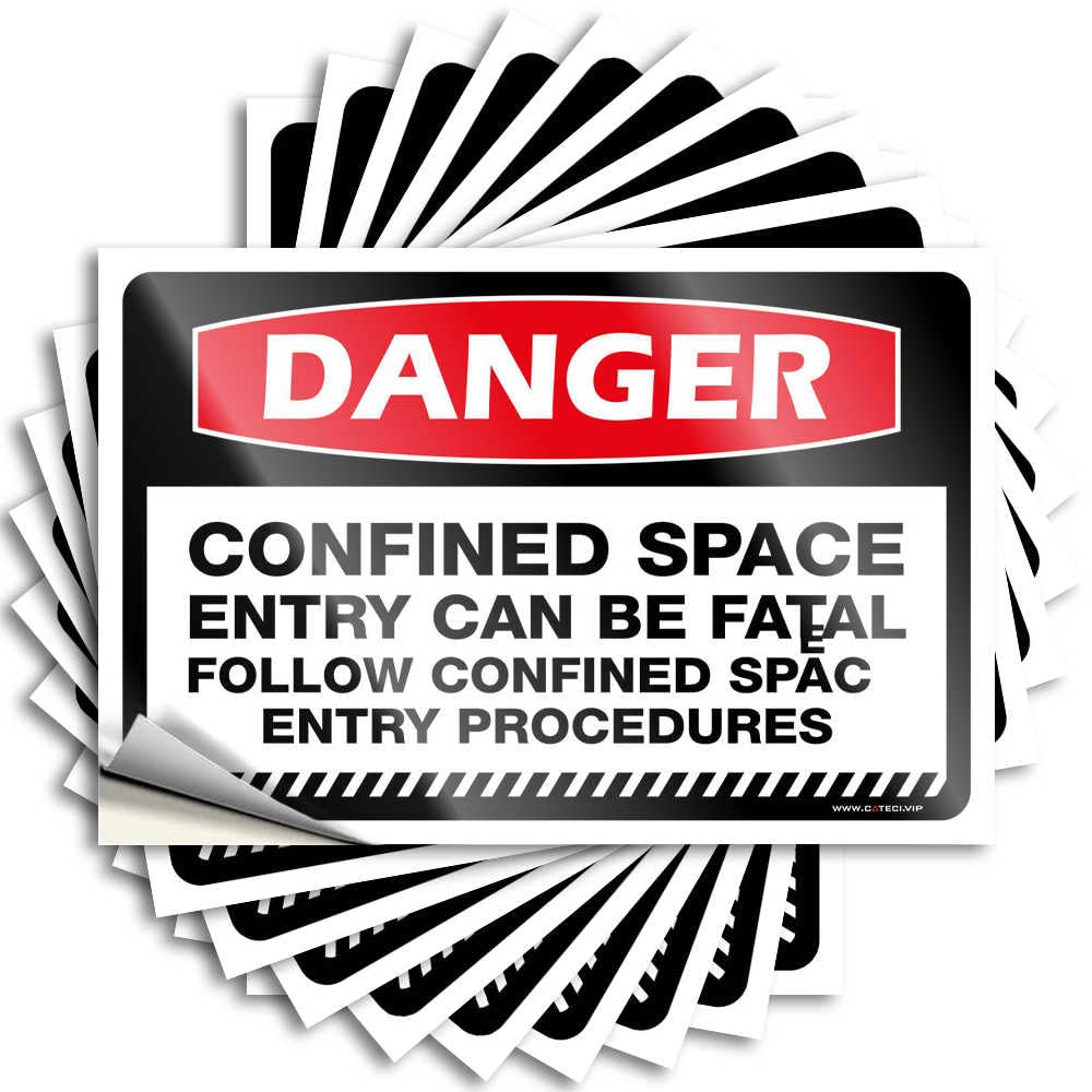 Fzfn Colour Danger Entry Can Be Fatal Follow Confined Space Entry Procedures Lettering Sticker Back Porch Decor | Personalized Hard Removable Decal Pack(12X18cm)
