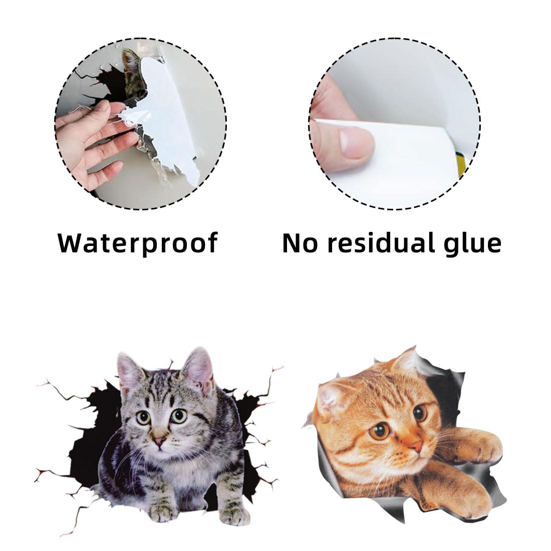 CUHZA Adesivi Per Gatti 3D,Gatto 3D Rimovibile Auto Adesivo Decorazione Auto Ade