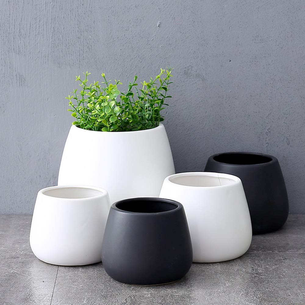 Czarno-biała ceramiczna doniczka do ogrodu, doniczka ceramiczna, doniczka na sukulenty, doniczka ceramiczna na kaktusy, ozdoby do ogrodu domowego, kolorowe doniczki z pod