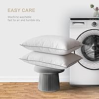 Vista 7 de DWR Almohada de plumón de ganso rodeada de poliéster, 2 unidades, 100% algodón orgánico, soporte medio, rellenos de almohada de cama