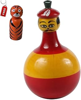 CHANNAPATNA TOYS Wooden Colourful Roly Poly Toy for Baby, Toddlers, Kids(1 Year+) Wobbling Tumbler Toy- Develops Curiosity... Price In India