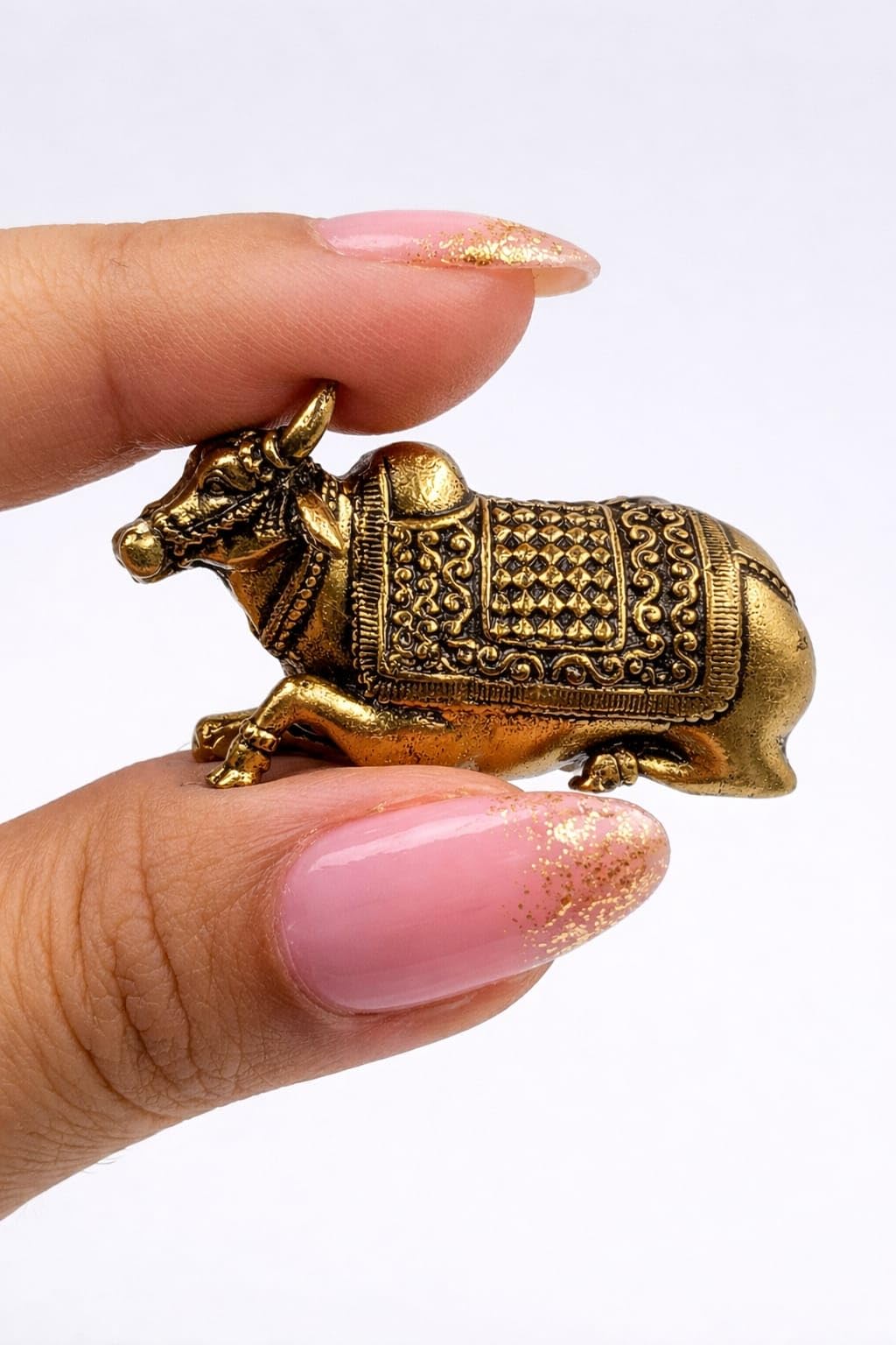 The Spiritual Living Brass Nandi Idol Miniature | 1.5 Inch | Small Size | Nandi Maharaj Statue for Home Temple | Decorative Showpiece | Bull Statue | Vastu Decor | Pital | Sacred Shiv Nandi Murti |-image-15