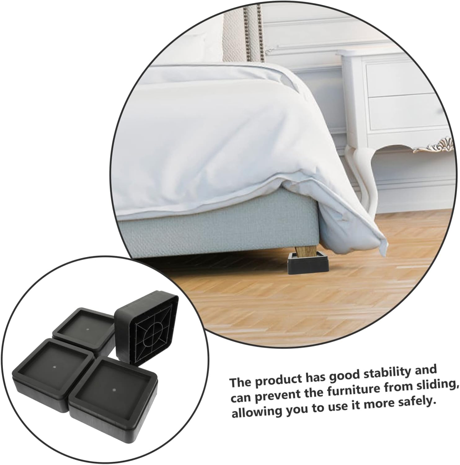 ABOOFAN 4pcs Adjustable Bed Risers Furniture Pad Bed Frame Riser Blocks Non-Slip for Floor Protection for Home Hotel