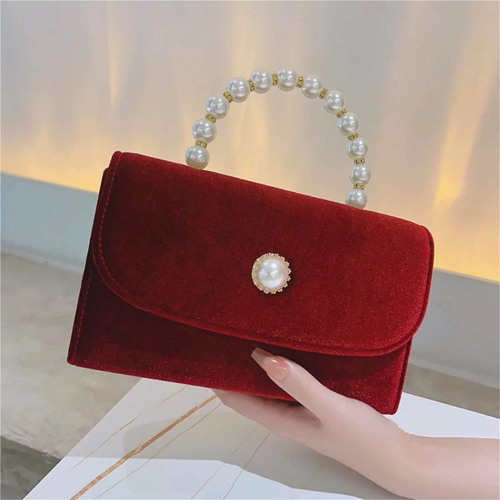 Borse da sera in perle, eleganti, vintage, in velluto, sposa, donna Per Matrimoni e Balli di Fine Anno