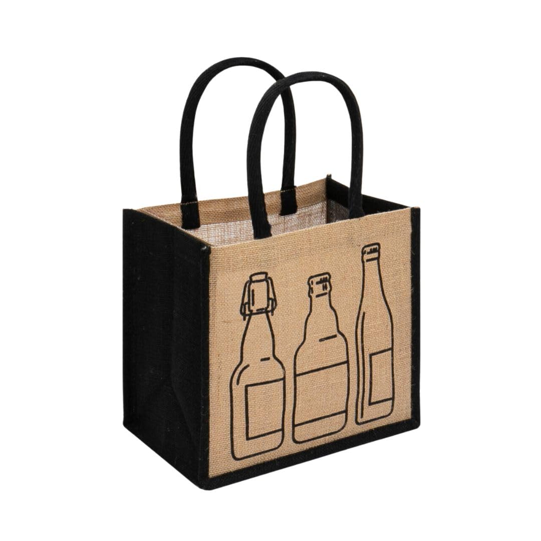 Bountiful Harvest 6 Bottle Jute Carrier - Eco-Friendly, Versatile, and Stylish (1, Beer Bottles), Natural