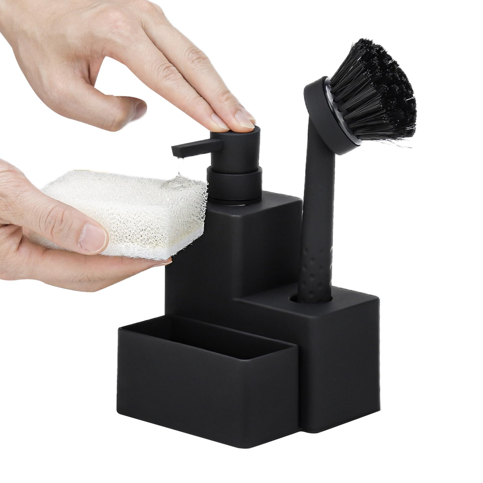 Distributeur de savon de cuisine avec porte éponge intégré pour évier de studio et dortoir
