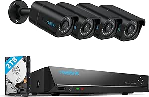 Reolink 8-Channel 4K Outdoor Surveillance Camera Kit, with 4 x 8 MP PoE IP Cameras, 2TB HDD, NVR, for 24/7 Video Recording Indoors/Outdoors, Person and Vehicle Detection, Black, RLK8-800B4-A asin的图片