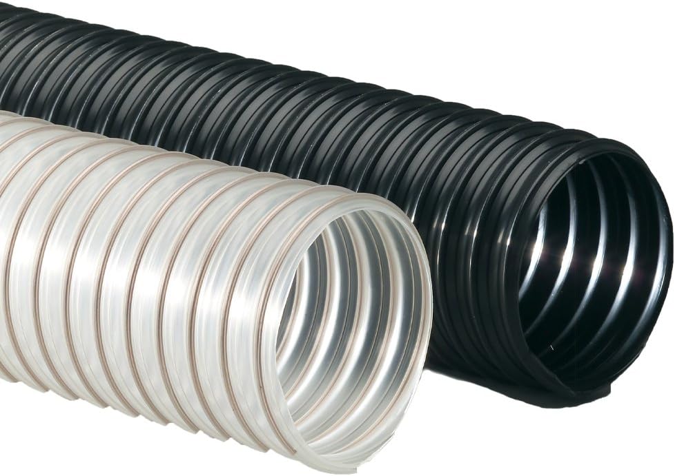Rubber-Cal "Urethane Flex" (Medium Duty) Material Handling Hoses - 5" ID x 12.5ft Length Hose - Black (Fully Stretched)