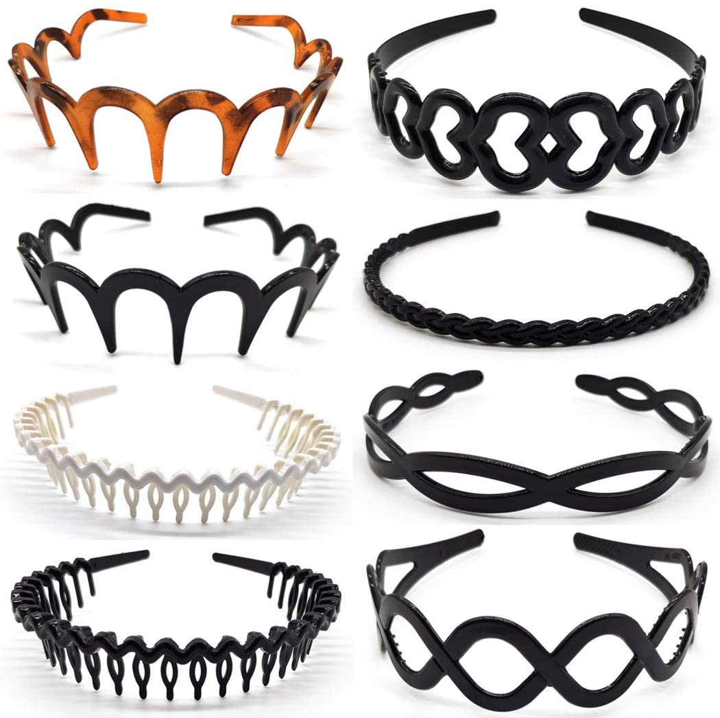 Amazon.com : Hixixi 8pcs Elastic Plastic Wavy Toothed Hairband Sharks Tooth  Hair Comb Zigzag Headband Hair Hoop for Women Men (A#) : Beauty & Personal  Care