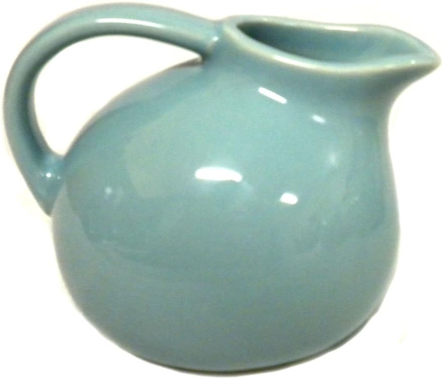 Small Round Stoneware Pitcher Creamer Retro Colors, Blue, 4.5"T