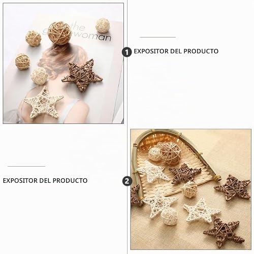 Miniatura 5 de Hootnee Bolas Decorativas De Ratán 4cm Juego De 9 Piezas Accesorios Para Decoración Nórdica Del Hogar Y Fotografía Creativa Para Fiestas Y Eventos
