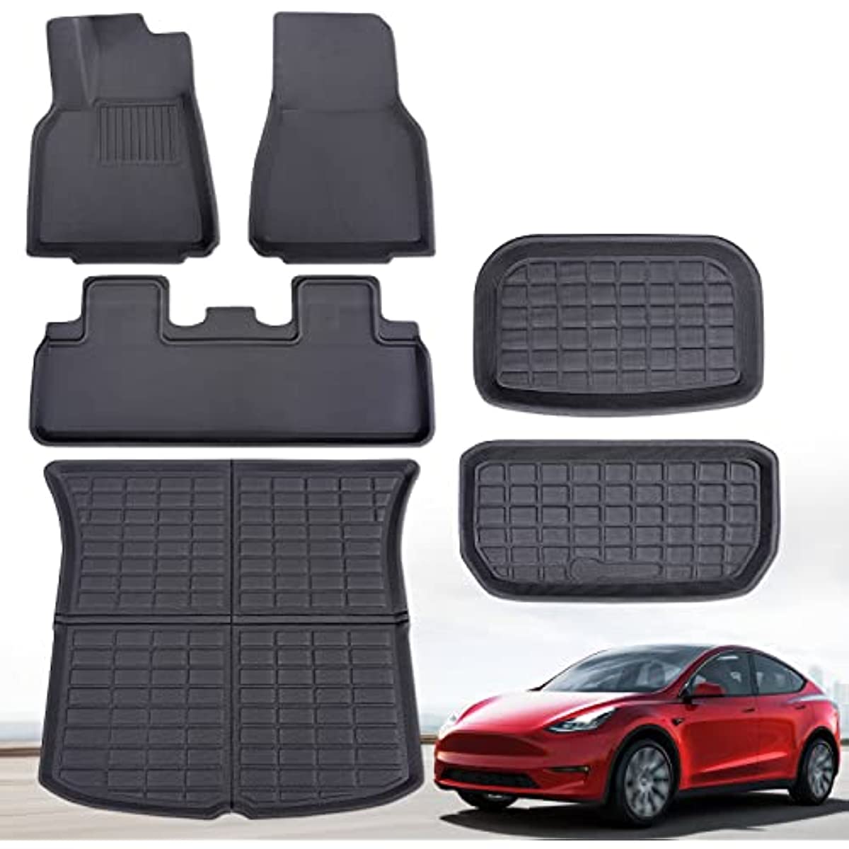 LIODUX 6PCS Floor Mats for Tesla Model Floor Mats - All Weather Protection 3D Material Cargo Liner Waterproof Floor Liner Model Accessories Custom (Model Y (2021-2024), 6 PCS)