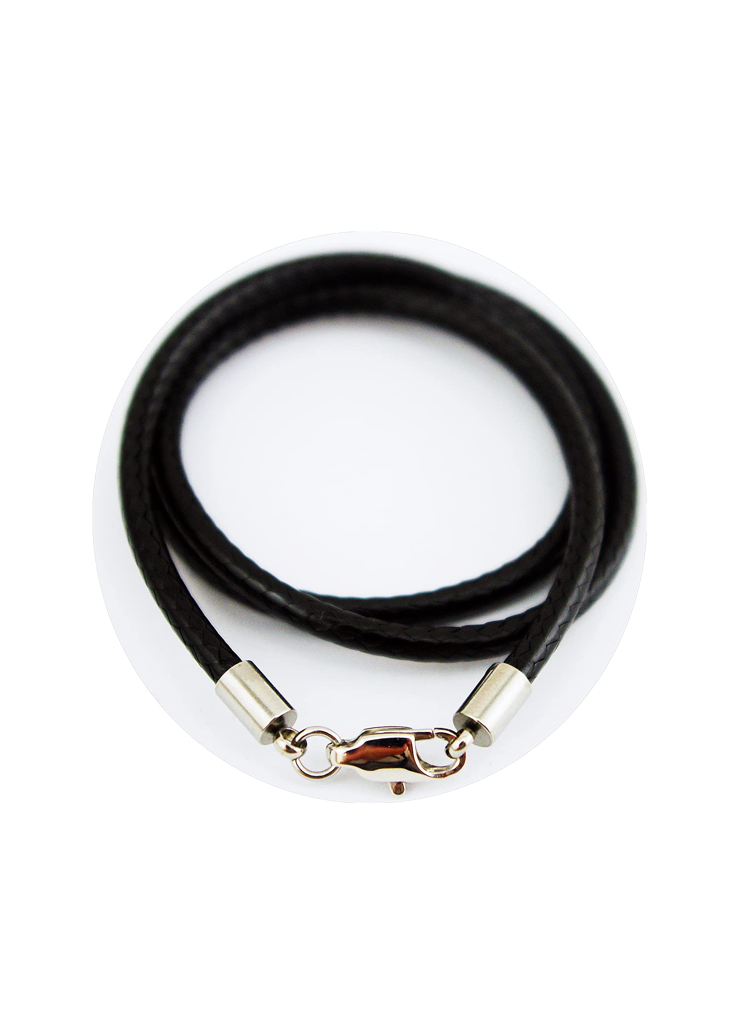 Glory Qin 3mm Wax Wire Leather Cord Chain Stainless Steel Squared Lobster Clasps Necklace Rope Chain 16 to 28 Inch (Black, 24 Inches)