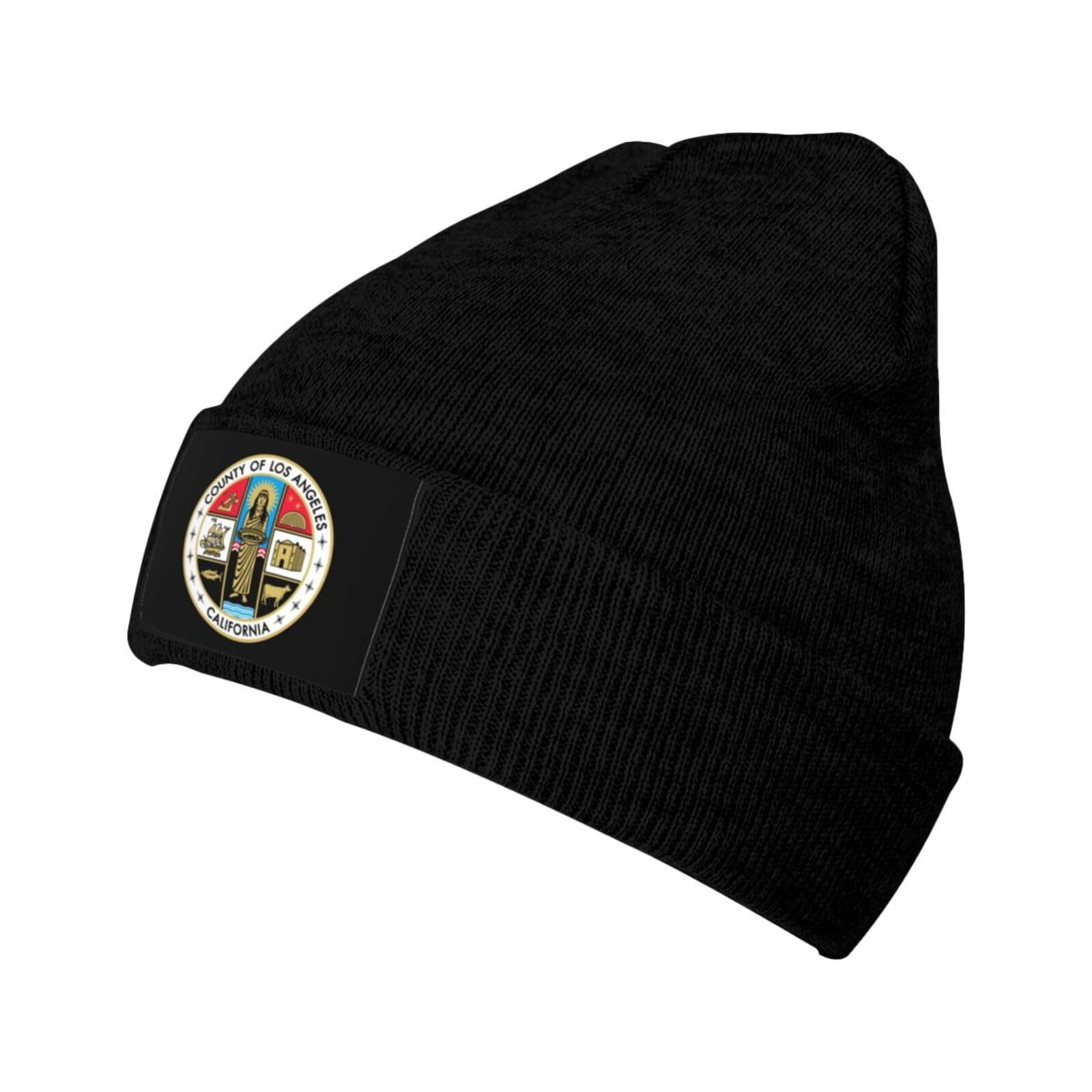 KOSPOGO Seal of Los Angeles County, California Beanie Hat for Men Women Winter Warm Knit Cuffed Hats Acrylic Skull Cap