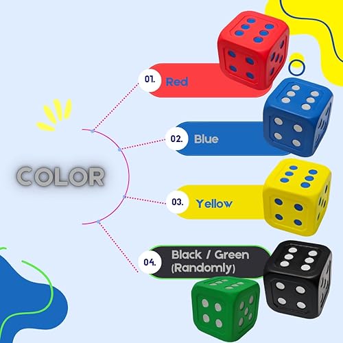 Miniatura 2 de Macro Giant - Juego de 2 dados grandes de espuma de poliuretano de 6 pulgadas, color azul, enseñanza de matemáticas, ayudas de enseñanza, juegos de
