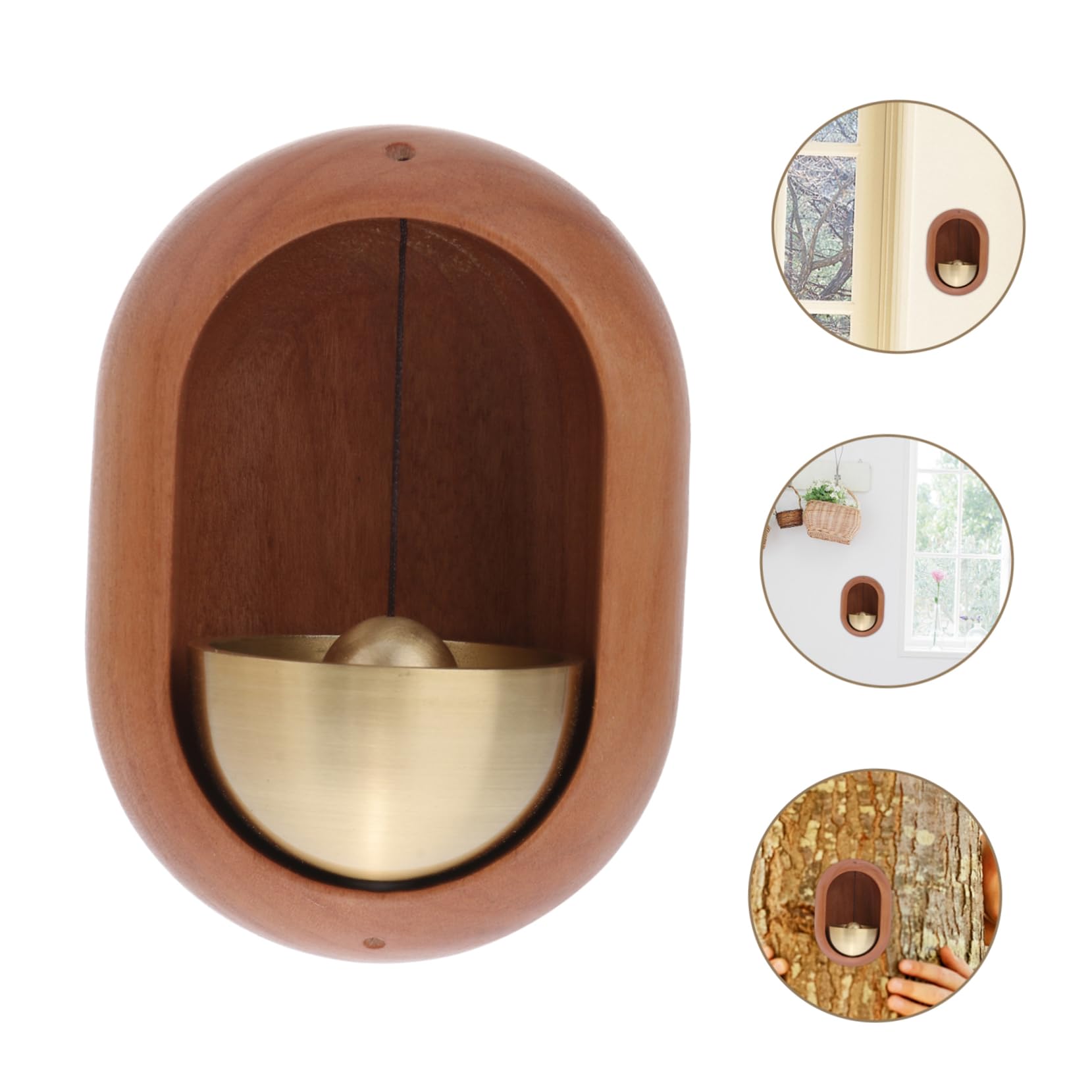 Carillón de Viento Decorativo de Madera y Aleación de Aluminio, Imán de Puerta, Sonido Claro, Café, para Jardín y Hogar