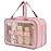 DAPOWER Travel Toiletry Bag for Women, Matte Translucent Toiletry Bag with Handy Handle, Makeup Cosmetic Organizer Bag for Travel Toiletries Accessories (Pink-XL)