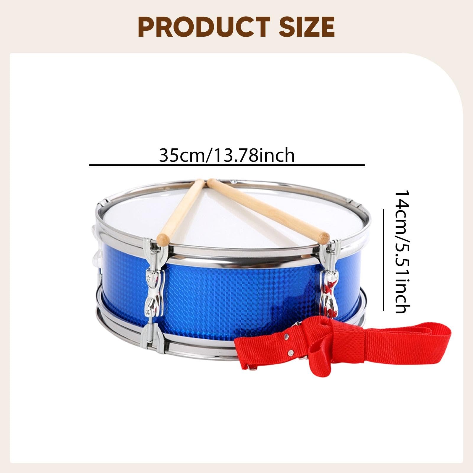 Caja Redoblante Set Percusión Práctica con Guantes Baquetas Correa Acero Inoxidable Matices Plenos Adecuado para Estudiantes Principiantes Niños Adult, Azul