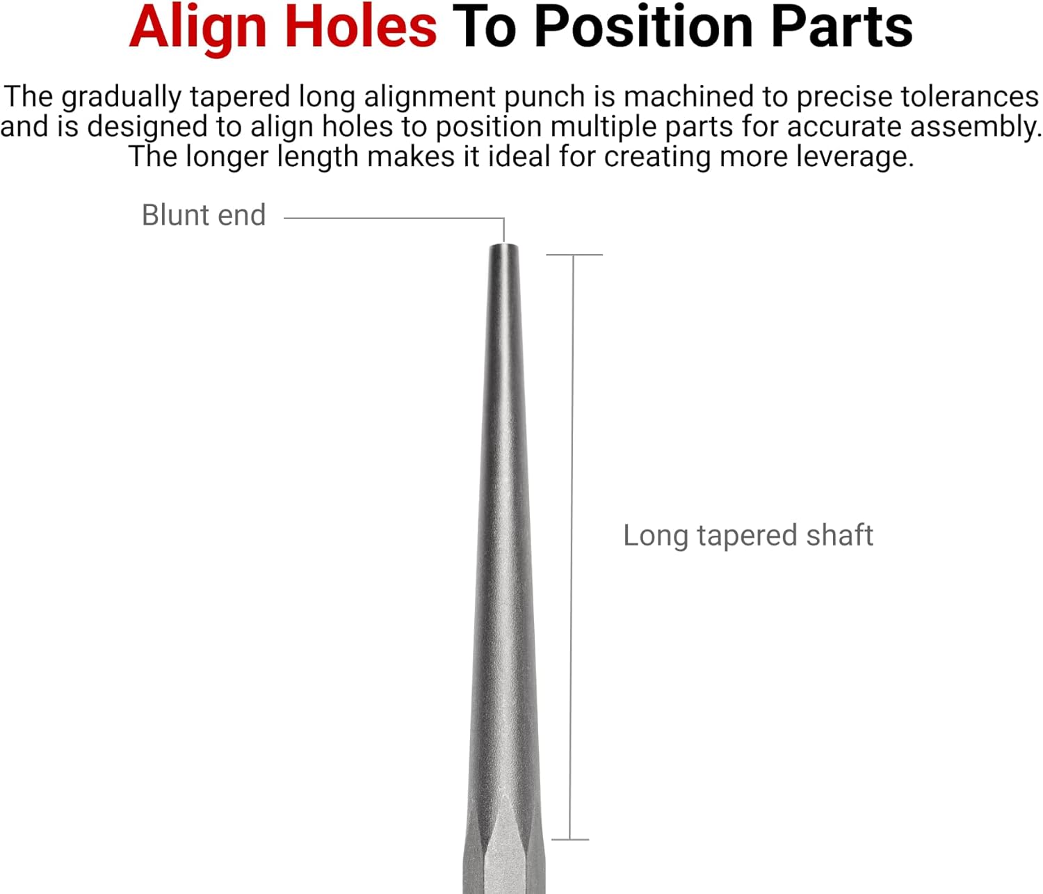 TEKTON 5/16 Inch Long Alignment Punch | 66278 | Made in USA