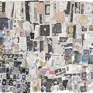 Vintage Scrapbooking Sticker Paper Supplies for Journaling Retro Collection Washi Stamping DIY Craft Kits Collage Album Bullet Aesthetic Cottage Picture Frames Celestial ( Universal)