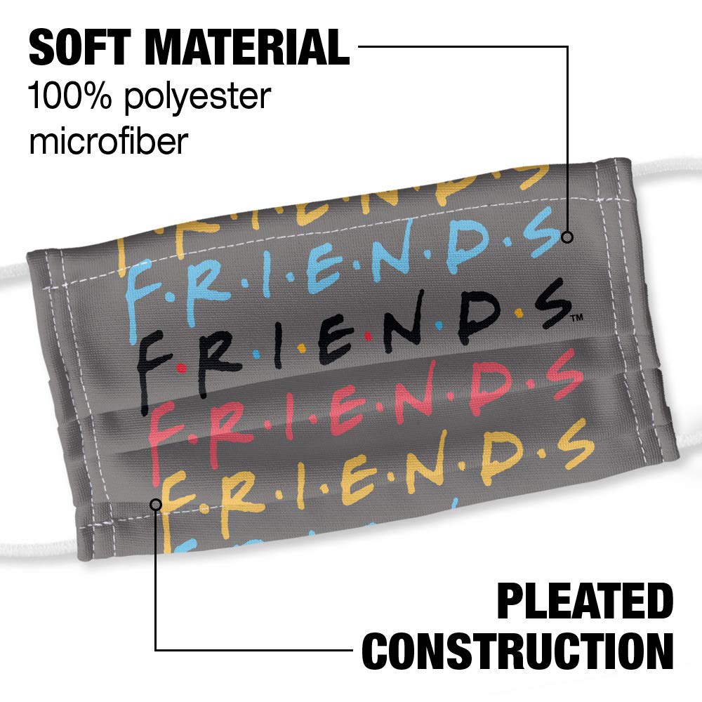 Popfunk Friends Colored Logo Repeat 1-Ply Reusable Face Mask Covering, Unisex