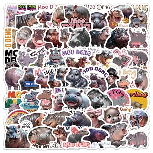 Funngy Autocollants Mignons en Forme de Hippopotame,Autocollants Imperméables Autocollants Amusants en Vinyle Autocollants pour Scrapbooking pour Adultes Cadeaux Garçons Filles Cadeau