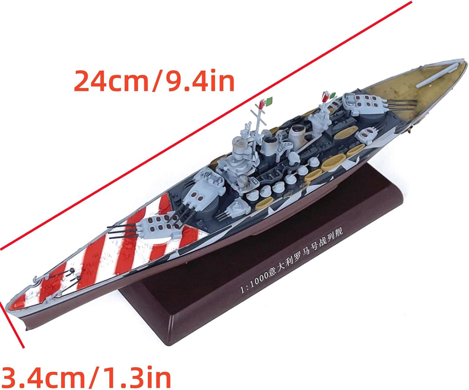 CHICHIYANG 1:1000 Italian Battleship Roma Model with Rotary Main Turret Alloy Nautical Warship Collection Souvenir Static Display