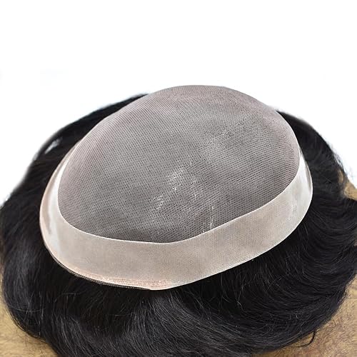 Miniatura 6 de Toupee - Piezas de cabello humano real para hombres, sistema de cabello fino y duradero para hombres, postizos con revestimiento de polietileno,