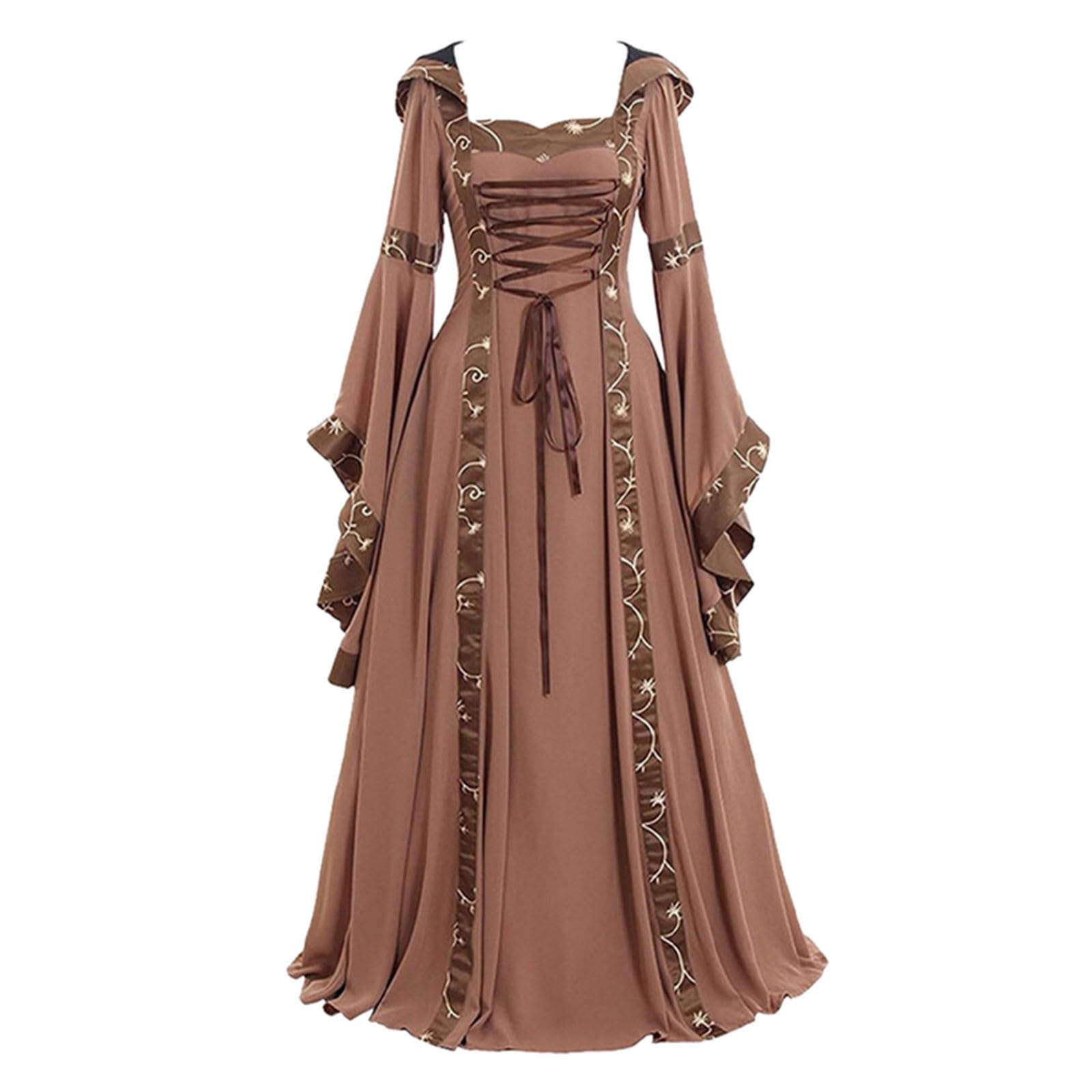 Vestidos Medievales para Mujer Tallas Grandes Halloween Tallas Grandes Gótico Vestido de Noche con Ribete Encaje Disfraces Originales Fiesta Cosplay Disfraz para Carnaval