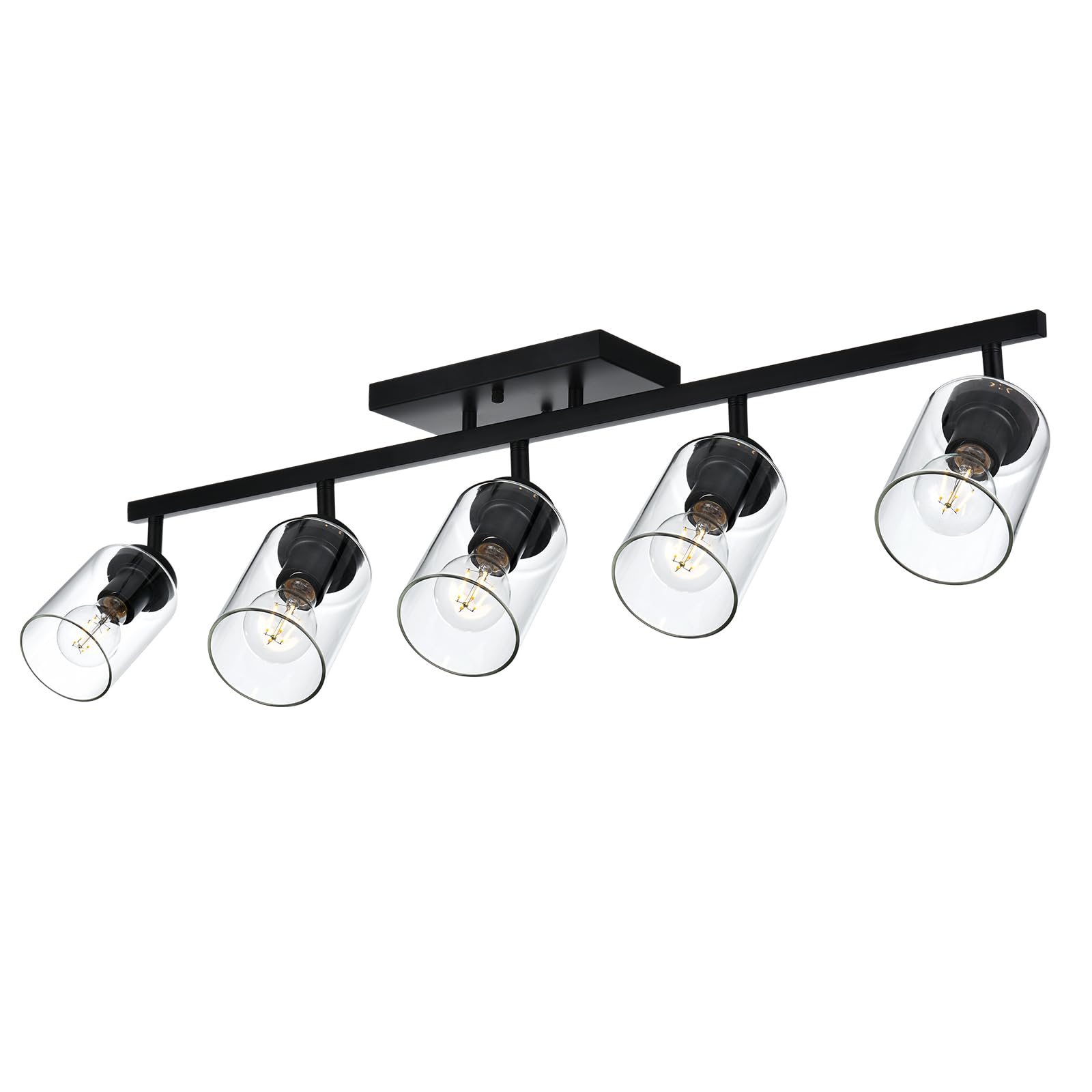 vinluz 5 light classic wall light black bathroom vanity lighting fixture with clear glass shade multi-directional rotating metal ceiling light fixture industrial spotlight for kitchen foyer