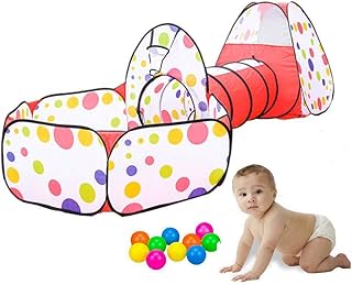 LUMAMU Kids Play Tunnel Tent with Ball Pit and Zippered Storage Bag, Children's Play Tents Playhouse for Baby Indoor Outdo...