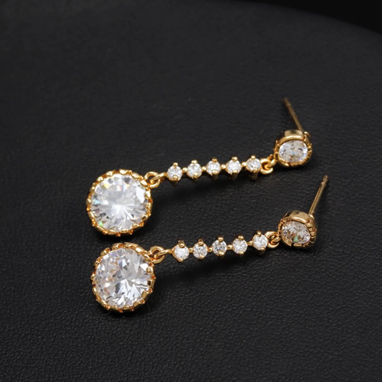 AMDXD Pendientes de oro de 18 quilates Au750, pendientes clásicos con moissanita, oro amarillo 750, pendientes de moissanita, estilo Art Nouveau