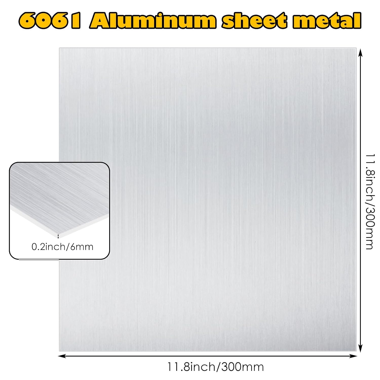 LANIAKEA 6061 Aluminum Sheet, 12 x 12 x 1/4 Inch Aluminum Plate Covered with Double Protective Film, Rectangle Metal Aluminum Sheet Plate for Crafting, DIY, Crafting, Industry