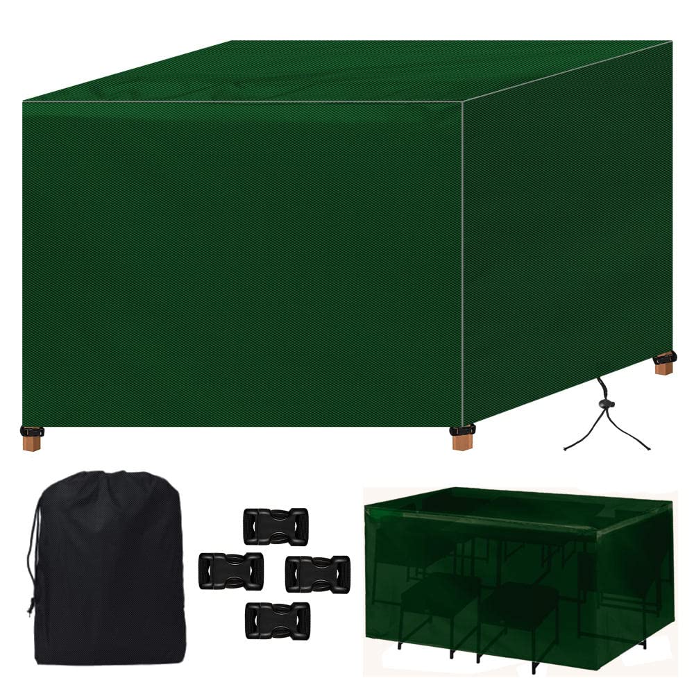 Copertura per mobili da giardino, 225 x 116 x 82 cm, colore verde, impermeabile, antivento