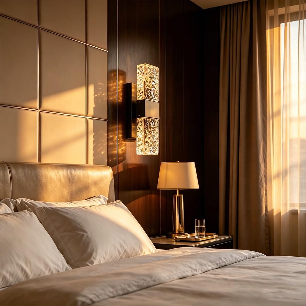 Applique da parete Onde d'acqua moderne a striscia lunga Lampada da Parete cristallo LED nero dimmerabile Materiale in acciaio inossidabile Adatto per camere da letto e soggiorni