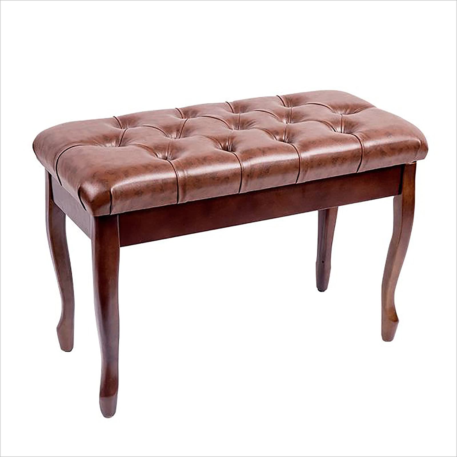 Piano Stool Piano Bench Stool with Storage Compartment Comfortable Duet Piano Bench,76 X 35 Cm Large Seat Pu Leather Cushion,Teakwood Brown