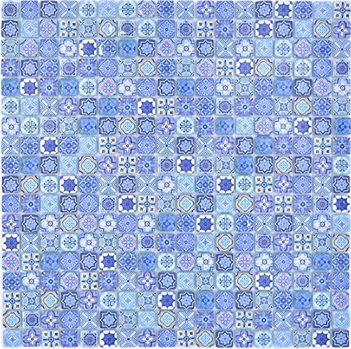 Mosaikfliese Glasmosaik Kombi Retro Biscuit blau