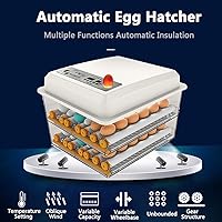 Vista 4 de JAEDO Incubadora de 120 Huevos para Aves de Corral con Giro de Huevos Completamente Automático y Control de Temperatura y Humedad para Pollos