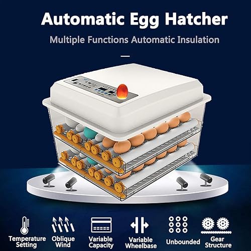 Miniatura 4 de JAEDO Incubadora de 120 Huevos para Aves de Corral con Giro de Huevos Completamente Automático y Control de Temperatura y Humedad para Pollos