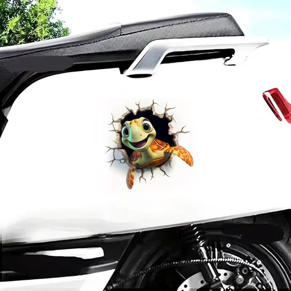 2pc Sea Turtle 3D Effect Car Sticker, 5.12"x5.12", Adhesive Funny Turtle Decal for Vehicle Windows, Walls, Laptops - Durable, Weatherproof Ocean - Themed Decoration |#AZ125 - Image 6