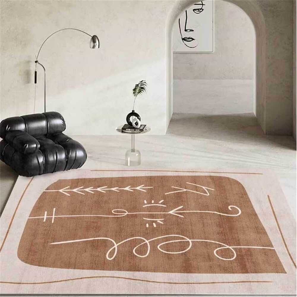 Tapis de salon marron résistant aux taches avec grand format 250x300