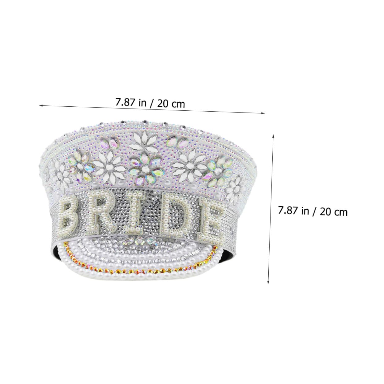 Uonlytech Sombrero Cuero Cómodo para Novia de Blanco de Gemas de Imitación y Talla Ajustable para Despedidas de Soltera y Bodas
