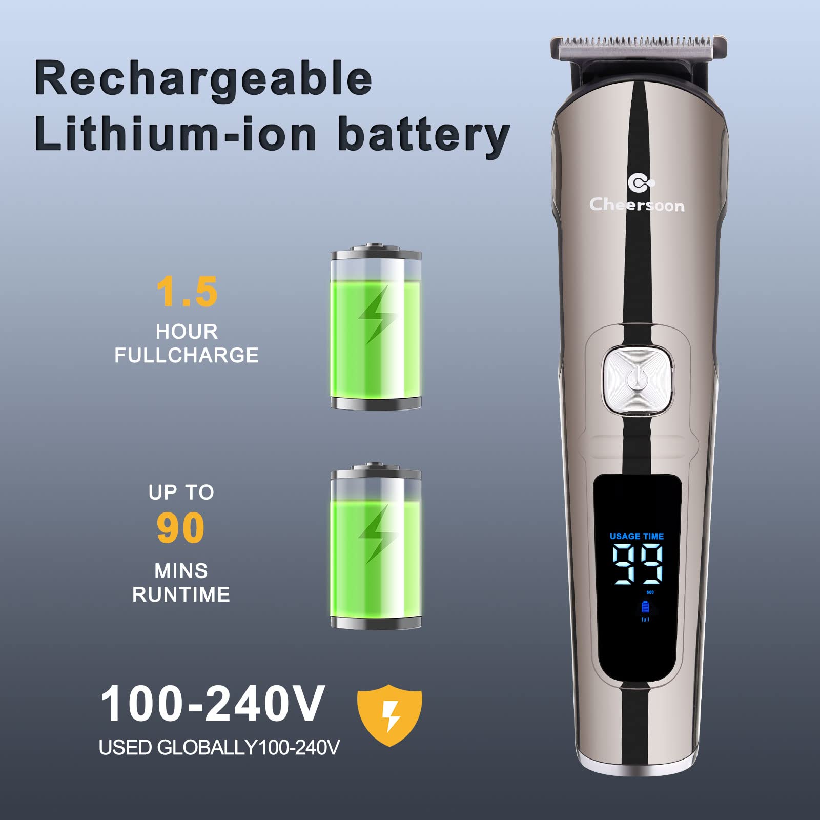 Cortapelos para hombres, recortadores de pelo, sin cables, IPX7, impermeable, recargable, todo en uno, para nariz, pelo, oído, bigote, cuerpo, corte de pelo facial, con pantalla LED