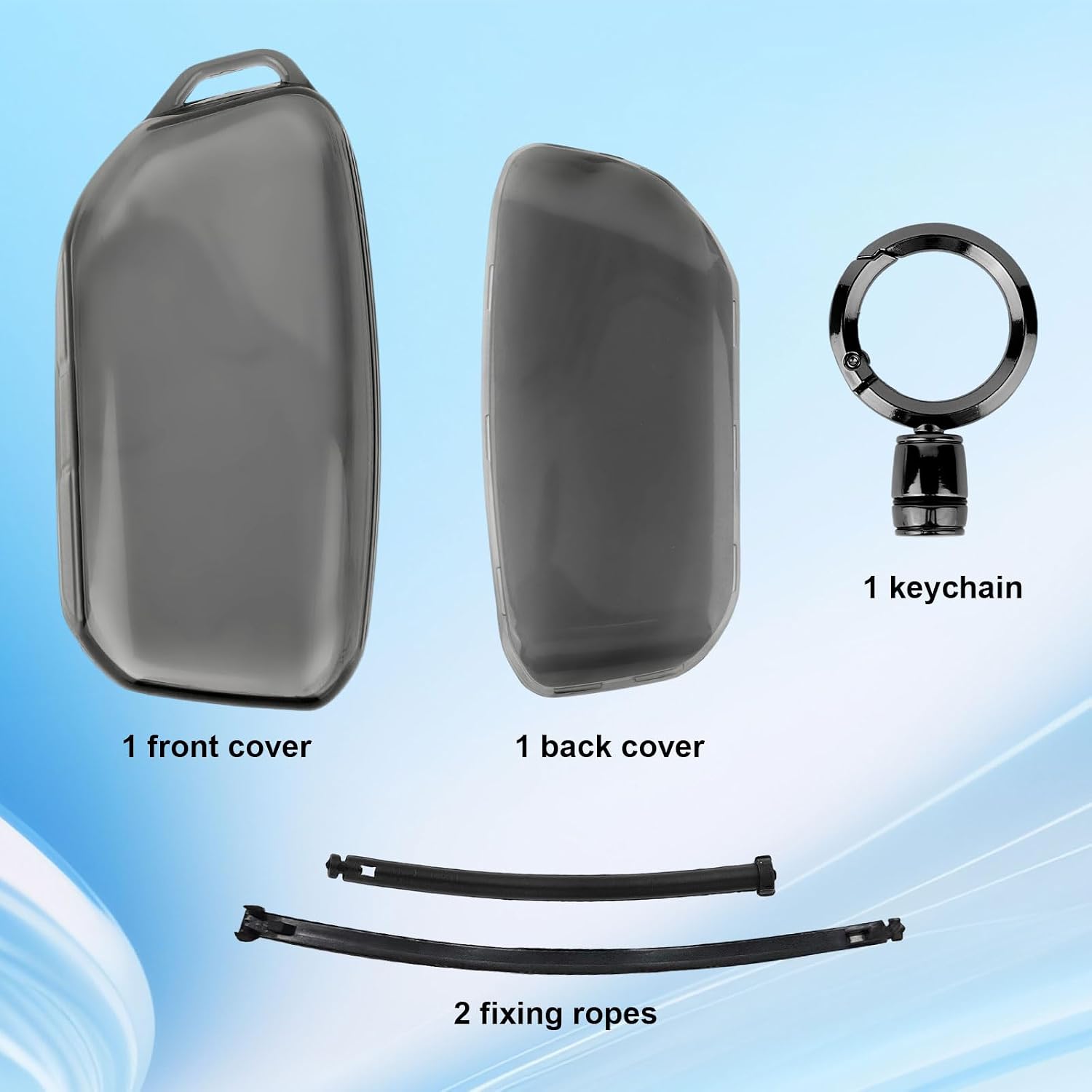 Key Fob Cover, Transparent Black Car Key Shell Case with Keyring & Fixed Ropes Accessories Compatible with X1 X2 X3 X5 X6 X7 530i 540i 740i IX XM I5 I7 2023 2024 2025 image 3