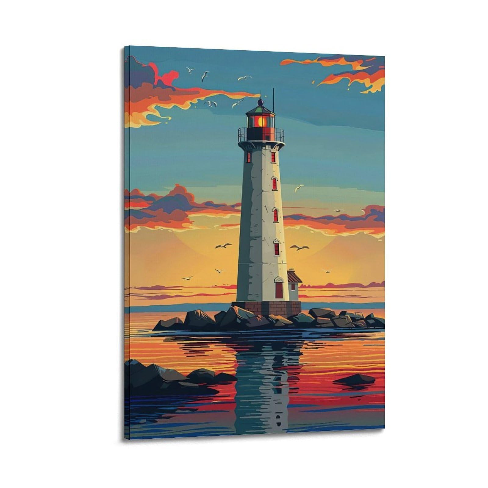 CXHJCA Lighthouse Poster Cosmic Enchantment Poster Decorative Painting Canvas Wall Posters And Art Picture Print Modern Family Bedroom Decor Posters 24x36inch(60x90cm)
