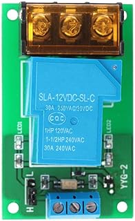 YYG-2 One Way Relay Module, High Power One Way High/Low Level Trigger Optocoupler Isolation Relay Module 30A YYG-2(12VDC)