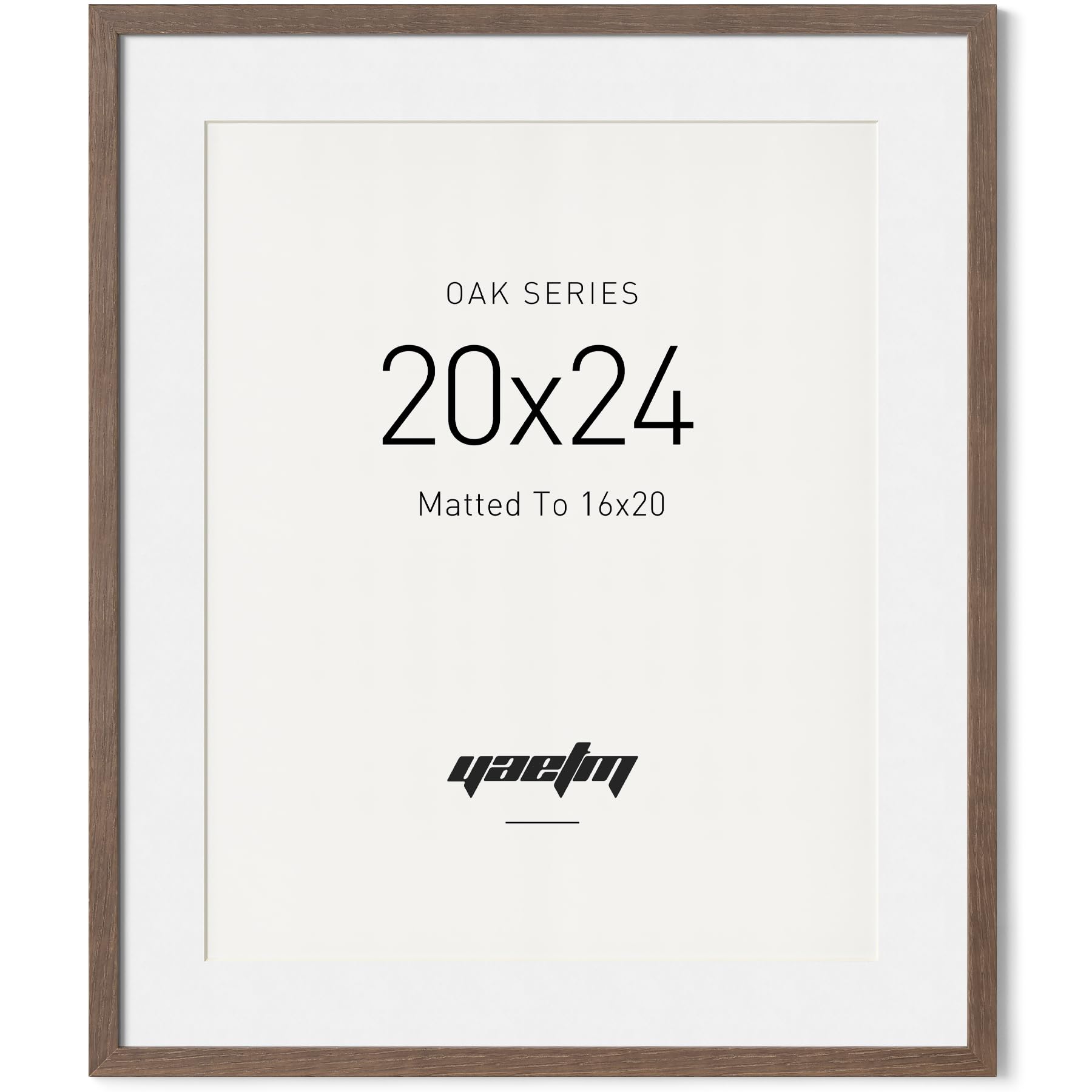 Yaetm 20x24 Picture Frame Matted to 16x20 - Brown Walnut, Solid Wood 20 x 24 Frame for Poster & Art Print, Lightweight, Horizontal and Vertical Wall Hanging for Photo Gallery (Single, Walnut)