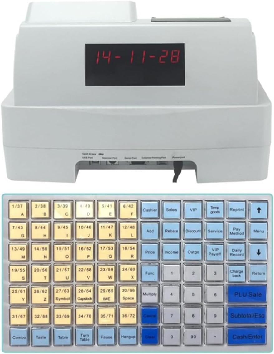 Caja registradora electrónica, Caja registradora de 81 Teclas para pequeñas Empresas, Caja registradora Comercial de 8 LED Digitales con cajón, para pequeñas Empresas/minoristas/restaurantes